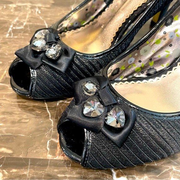 Poetic License Embellished Satin Peep Toe Pumps - Picture 3 of 10